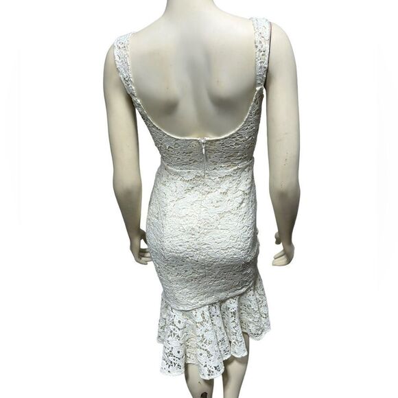 Chi Chi London White Floral Lace Sleeveless Midi Dress Sheath Dress Ruffle Hem - Picture 6 of 14
